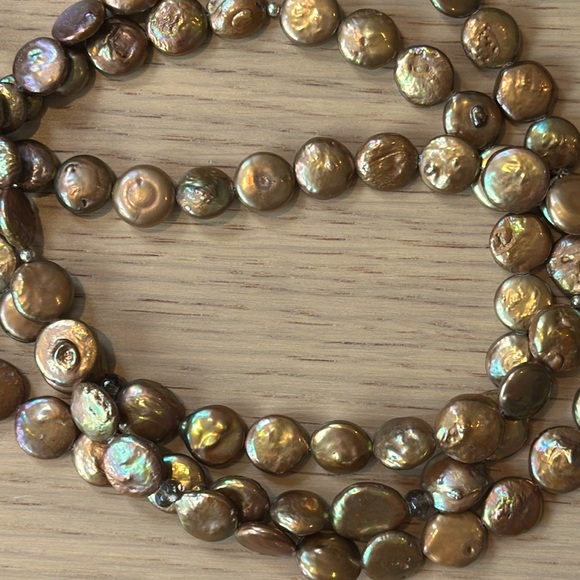 Silpada 925 Bronze Coin Pearl Necklace. - Picture 2 of 5